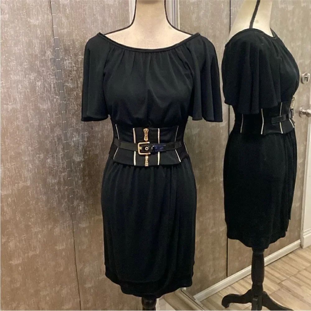 Dolce &Gabbana Elegant Black corset Belted Dress, US2